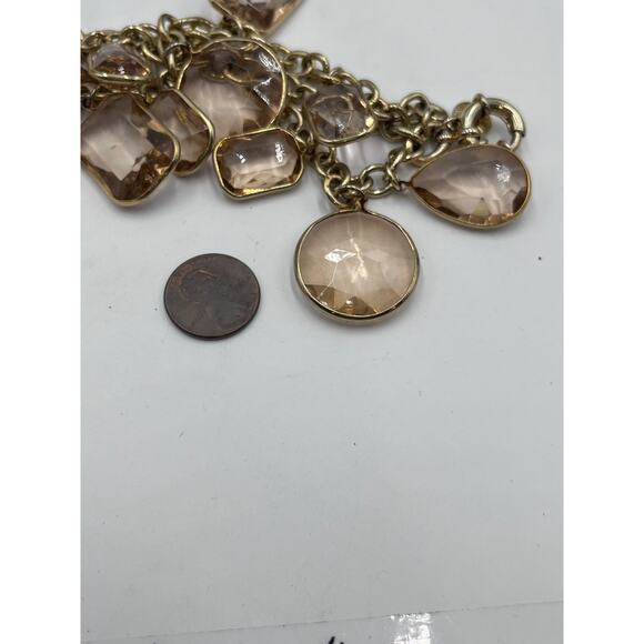 J. Crew Multi-shaped Topaz Faceted Rhinestone Cluster Dangle Bracelet - Picture 9 of 9